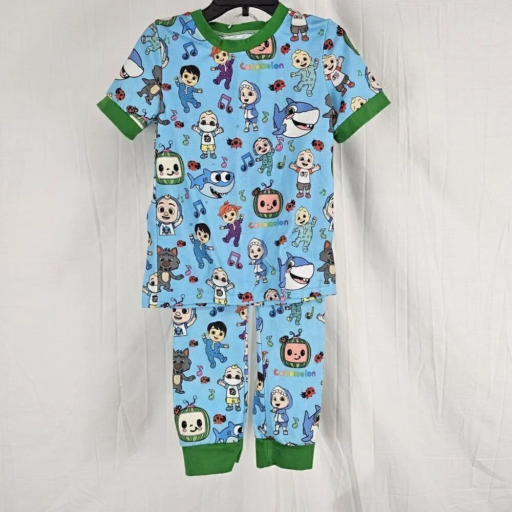 Cocomelon Blue Green Printed Toddler Size 4T Pajama Set 2 Piece